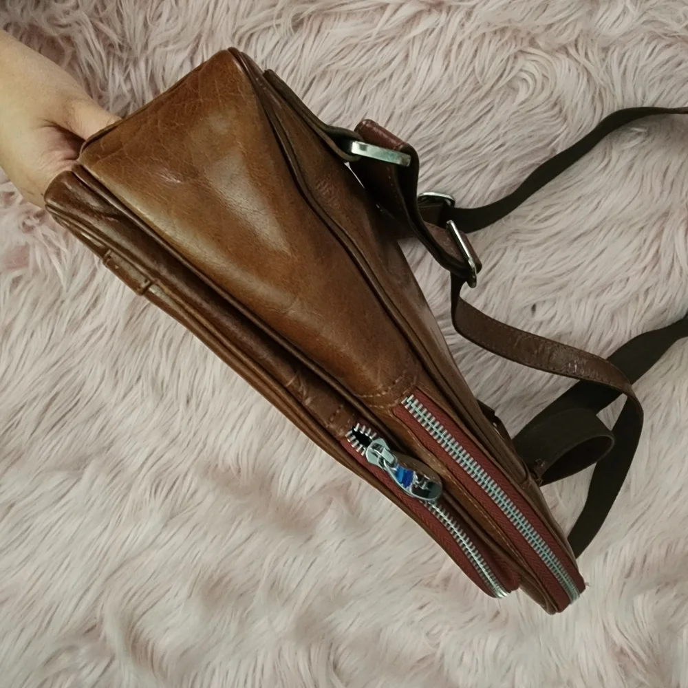 Ashwood Genuine glazed Leather backpack brown tan